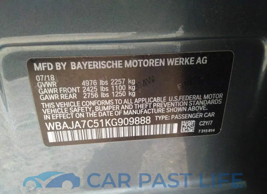 WBAJA7C51KG909888# 9