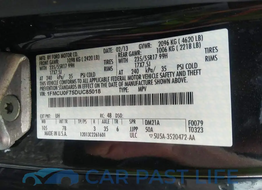 1FMCU0F75DUC85018# 9