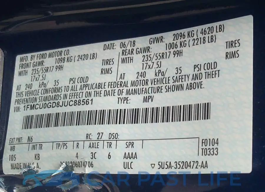 1FMCU0GD8JUC88561# 9