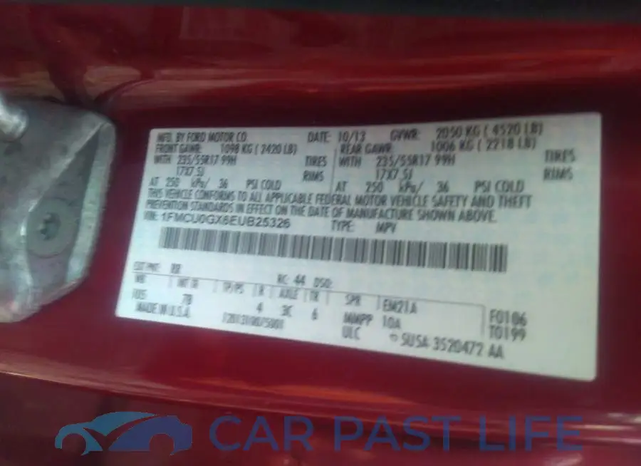 1FMCU0GX6EUB25326# 9