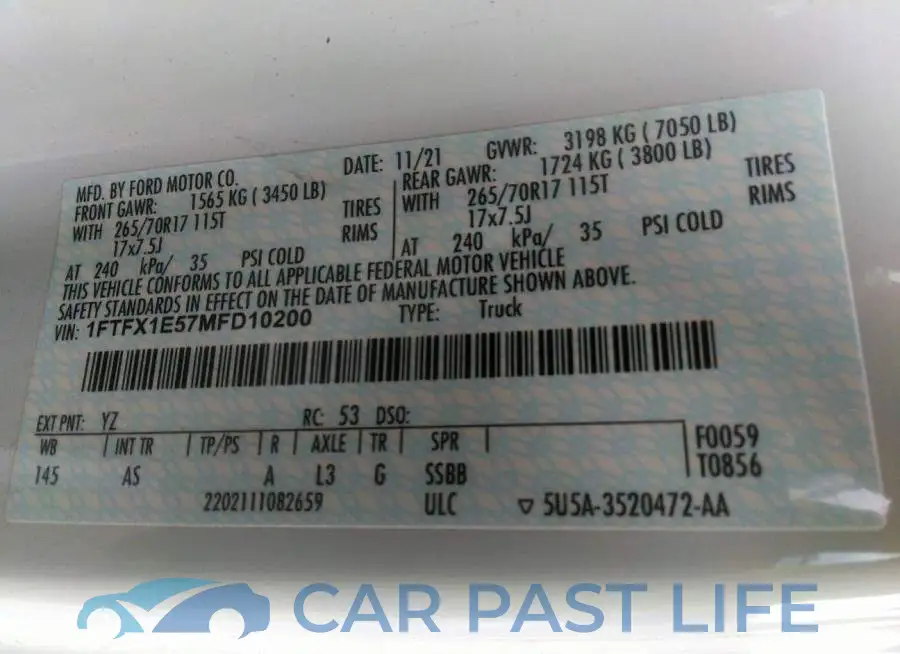 1FTFX1E57MFD10200# 9
