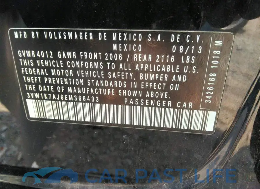 3VW1K7AJ6EM366433# 9