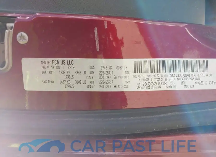 2C4RDGEG6KR634867# 9