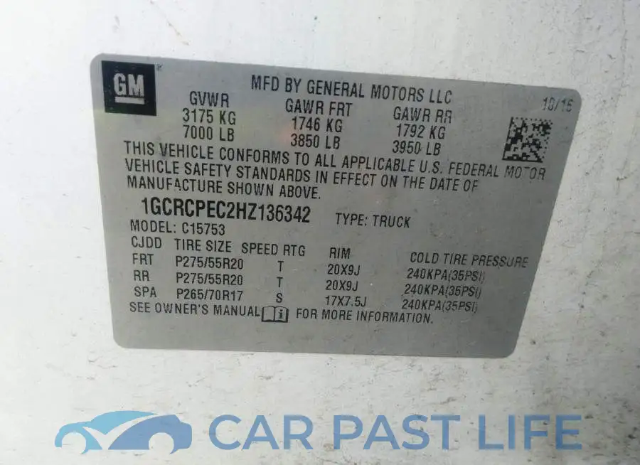 1GCRCPEC2HZ136342# 9