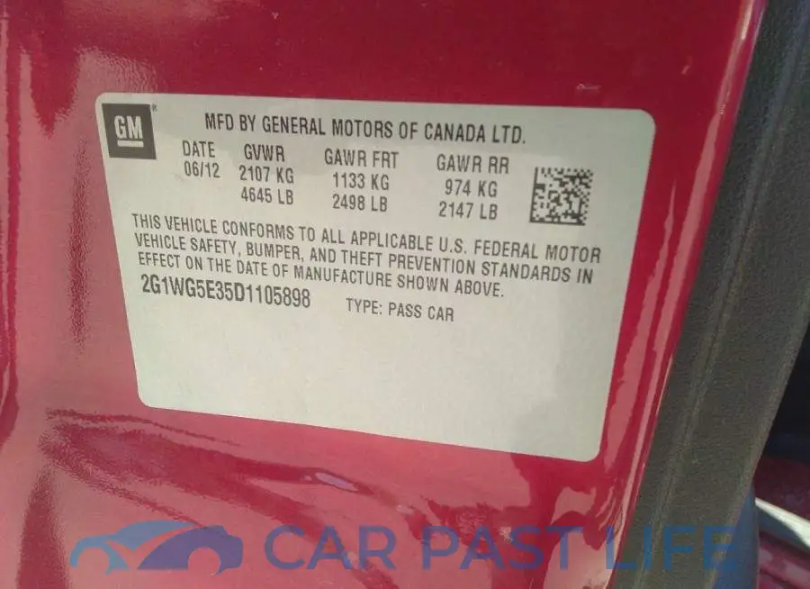 2G1WG5E35D1105898# 9