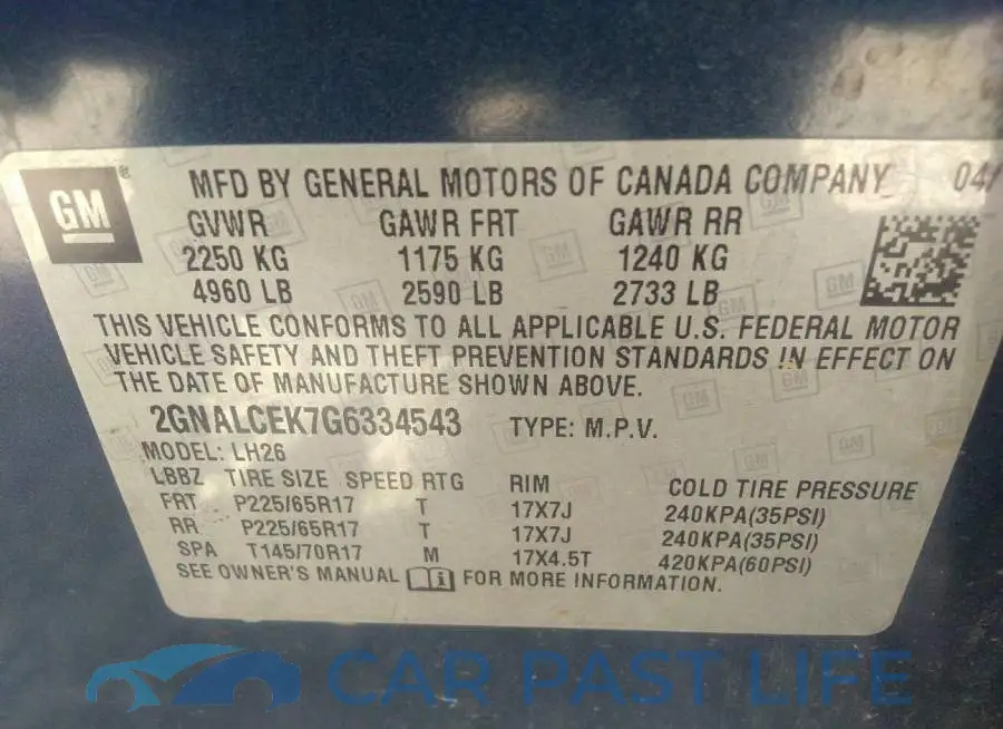 2GNALCEK7G6334543# 9