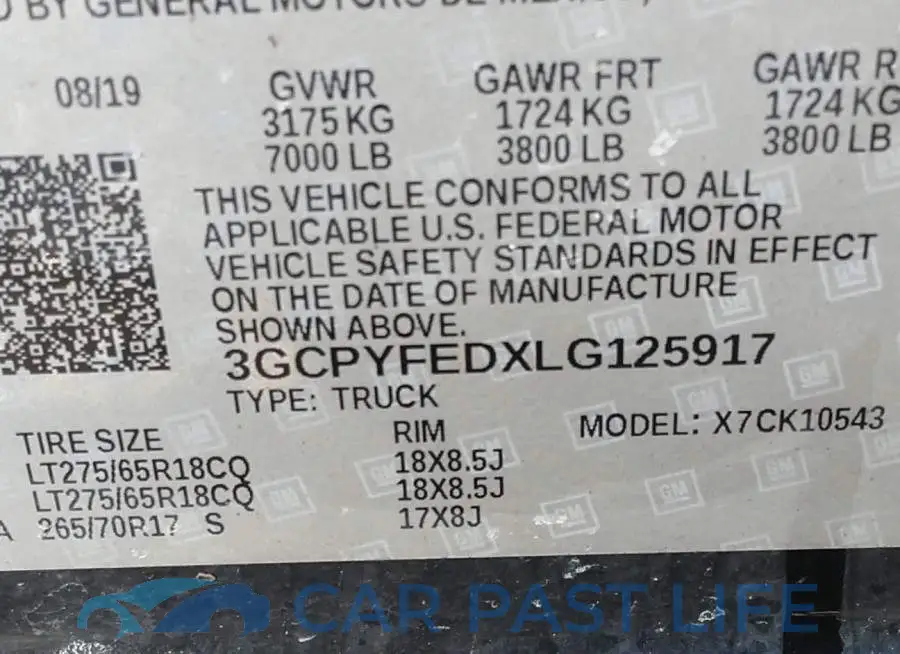 3GCPYFEDXLG125917# 9