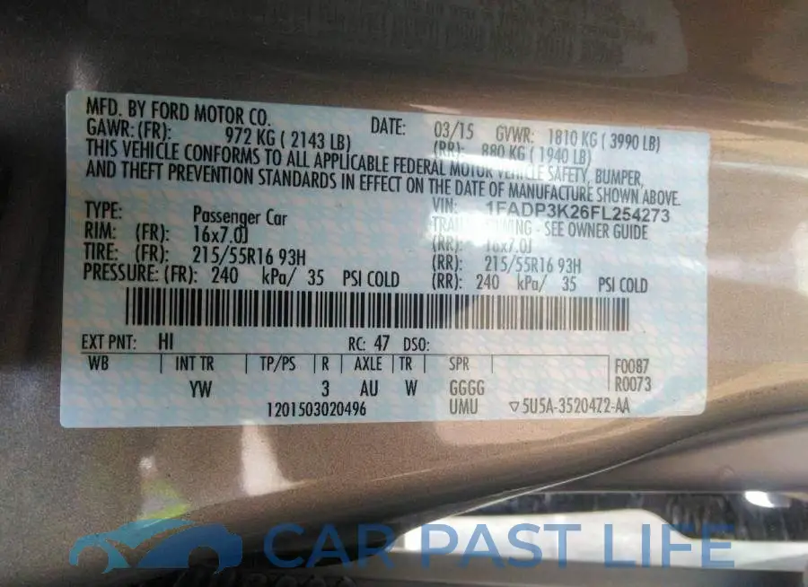 1FADP3K26FL254273# 9