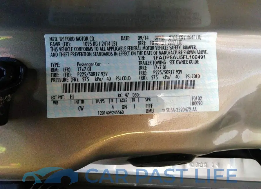 1FADP5AU5FL100491# 9