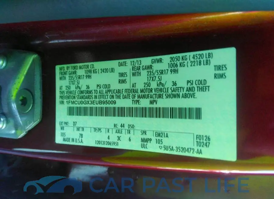1FMCU0GX3EUB95009# 9