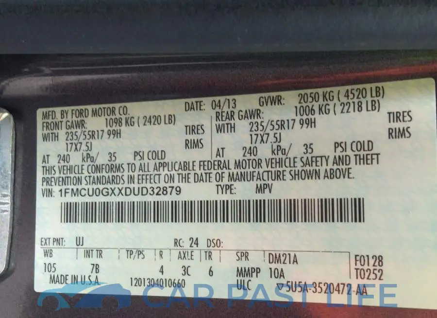 1FMCU0GXXDUD32879# 9