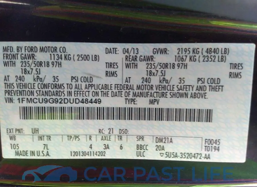 1FMCU9G92DUD48449# 9