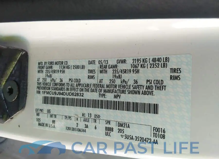 1FMCU9J94DUD62832# 9