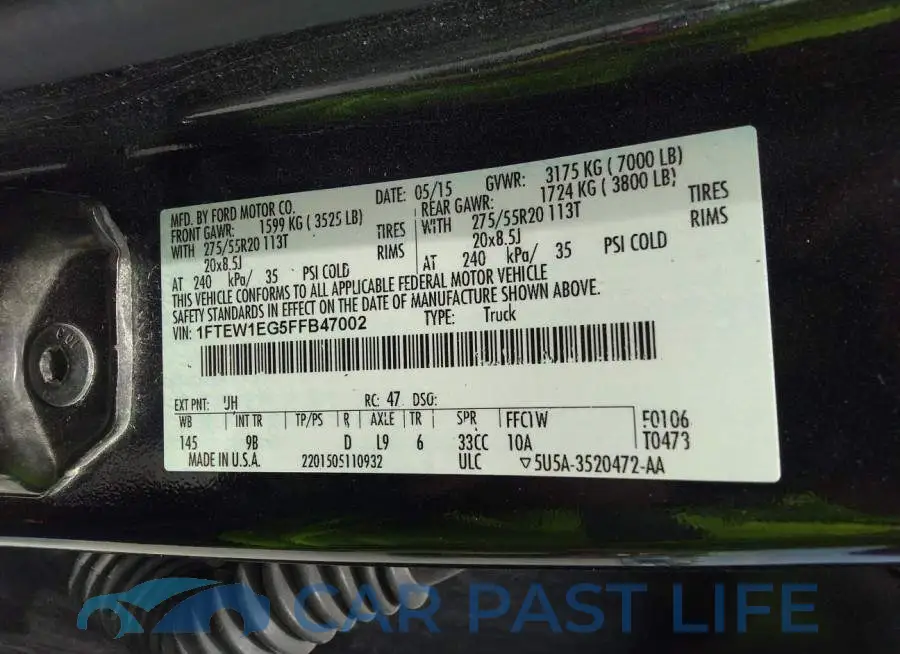 1FTEW1EG5FFB47002# 9