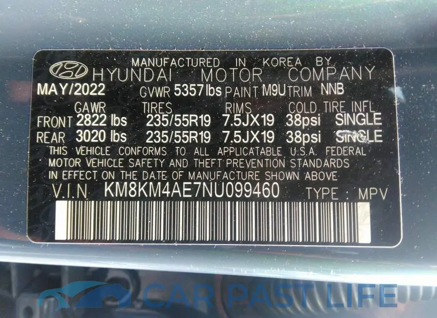 KM8KM4AE7NU099460# 9