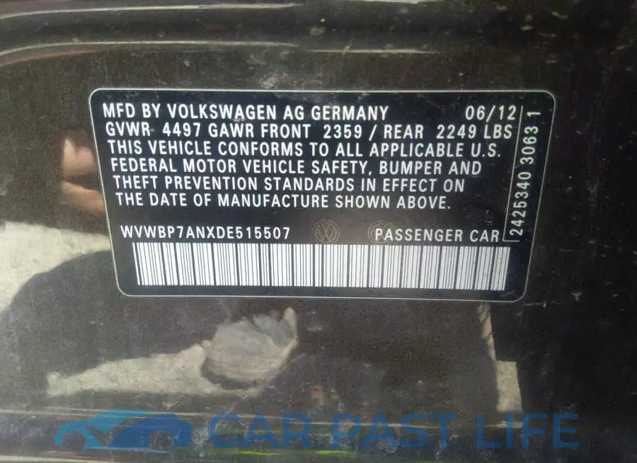 WVWBP7ANXDE515507# 9