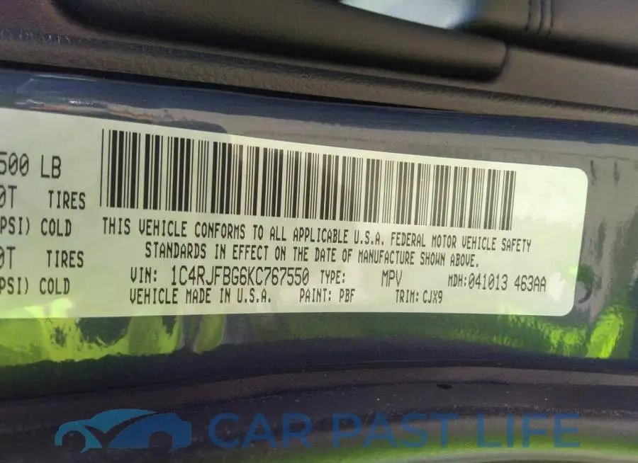 1C4RJFBG6KC767550# 9