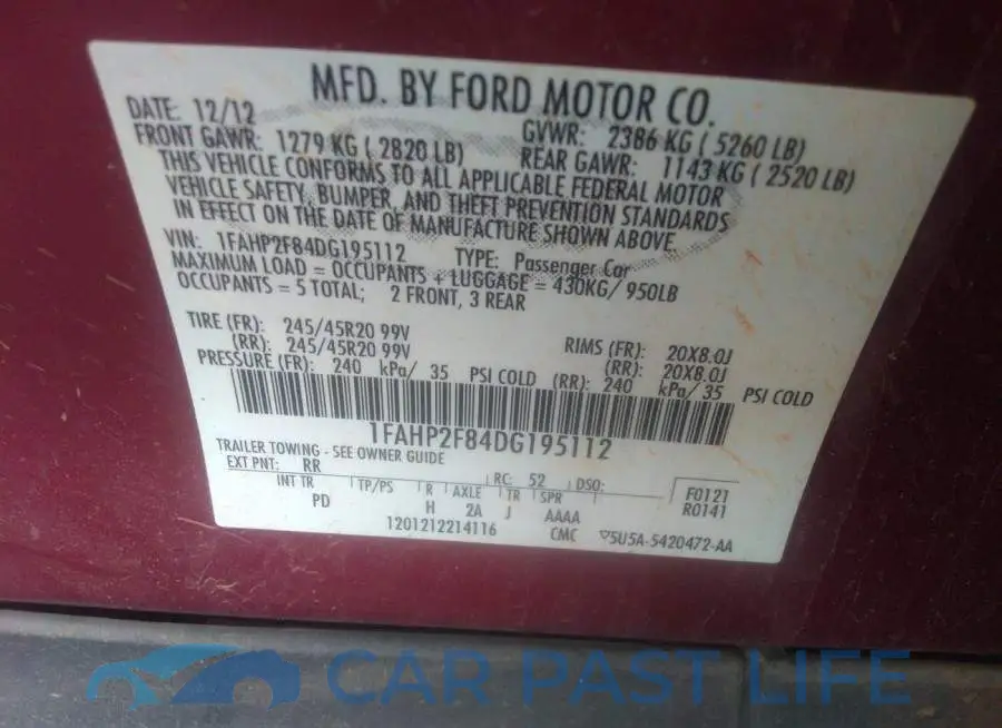 1FAHP2F84DG195112# 9
