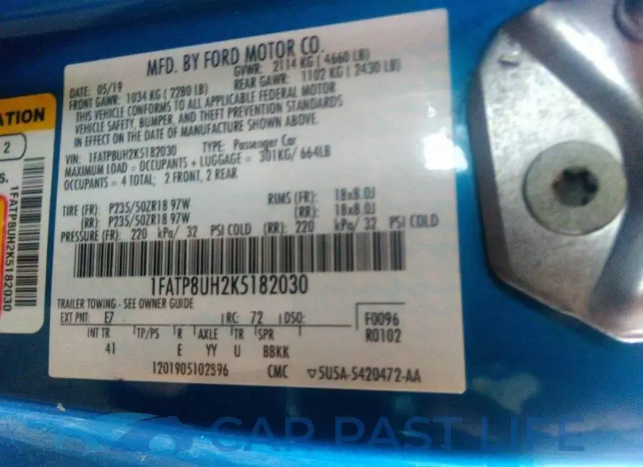 1FATP8UH2K5182030# 9