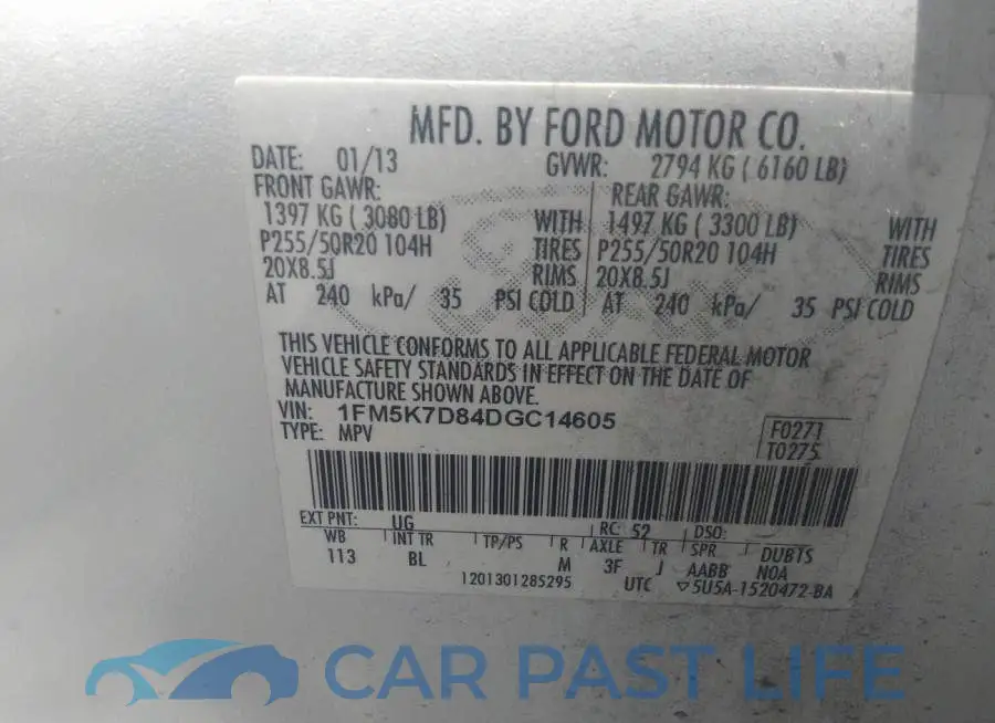1FM5K7D84DGC14605# 9
