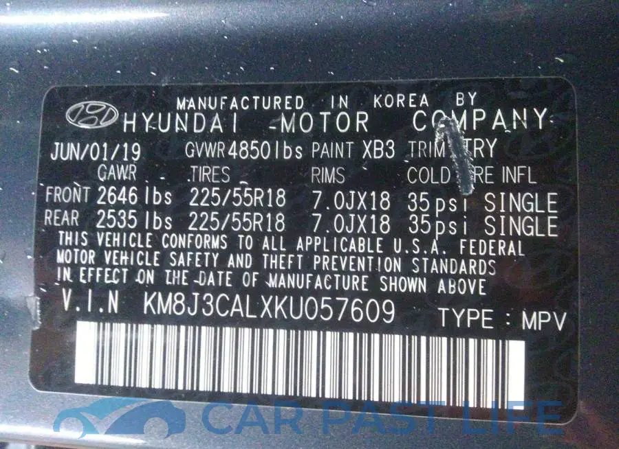 KM8J3CALXKU057609# 9