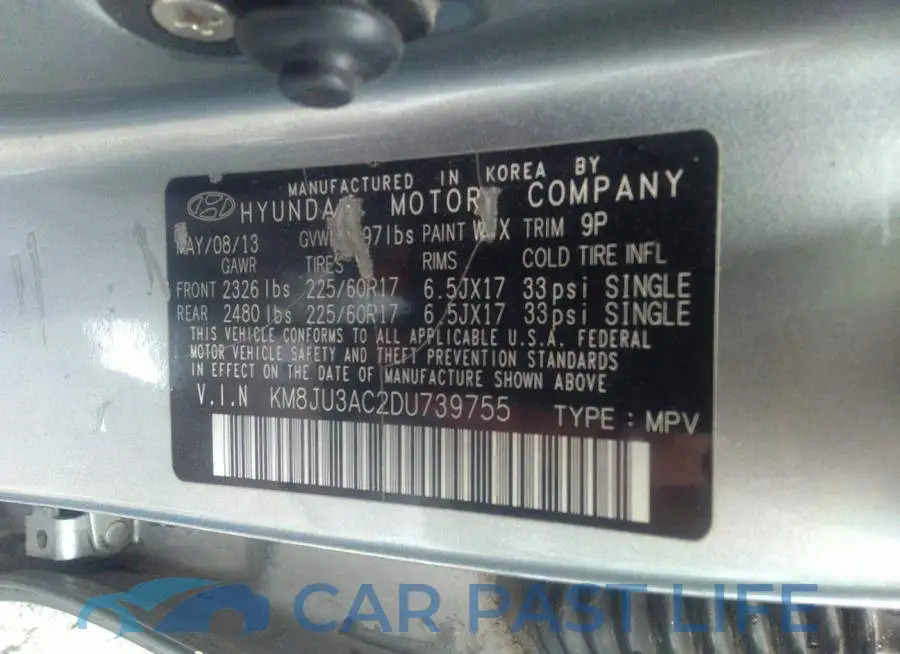 KM8JU3AC2DU739755# 9