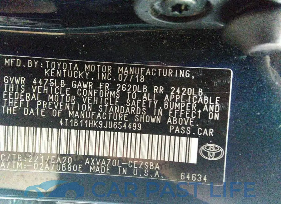 4T1B11HK9JU654499# 9