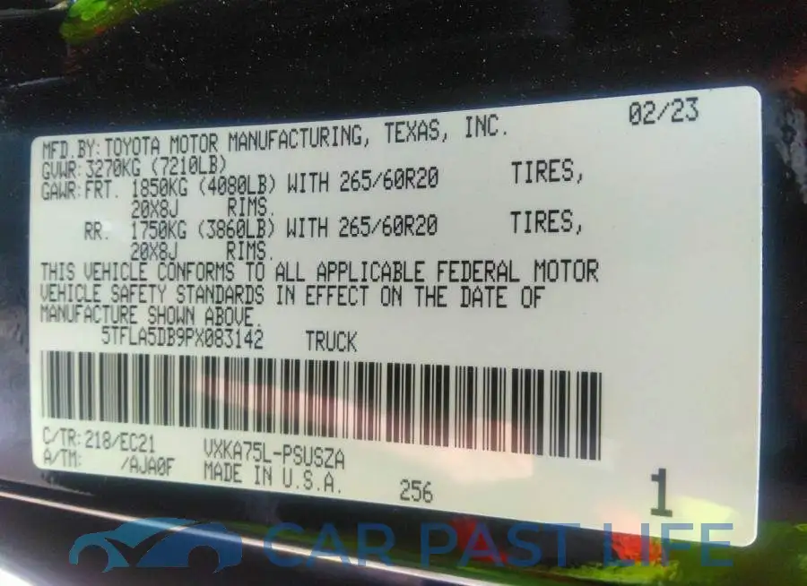 5TFLA5DB9PX083142# 9