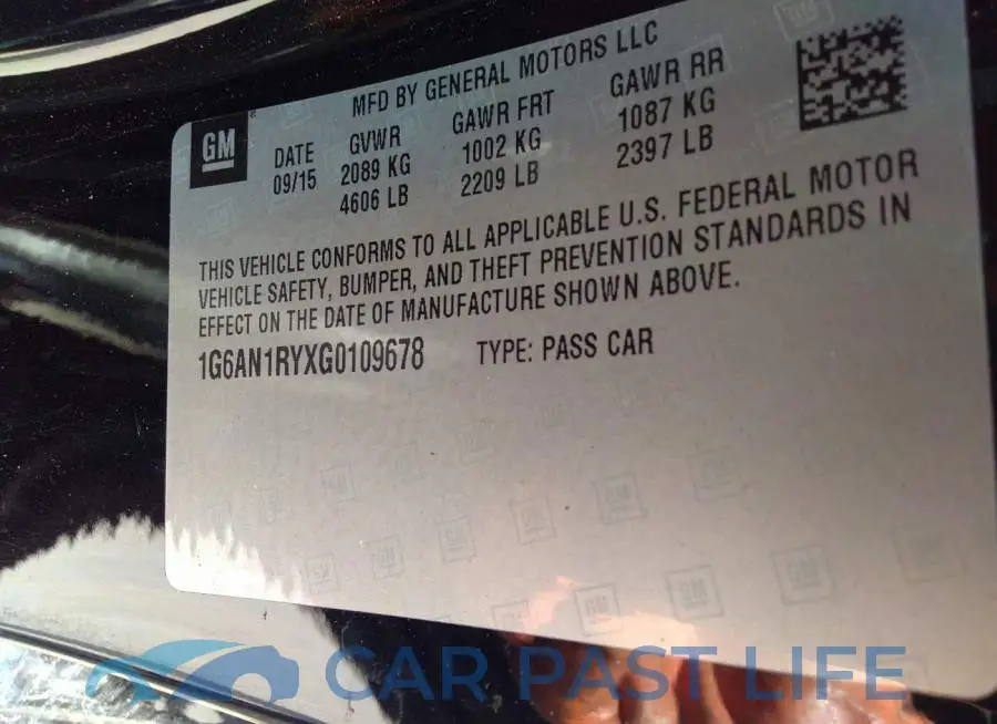 1G6AN1RYXG0109678# 9
