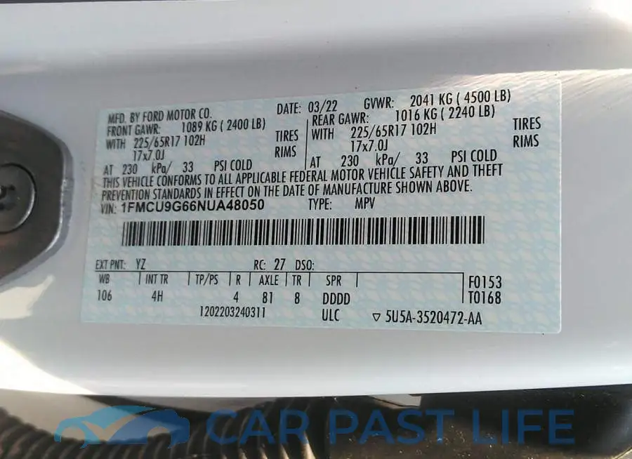 1FMCU9G66NUA48050# 9