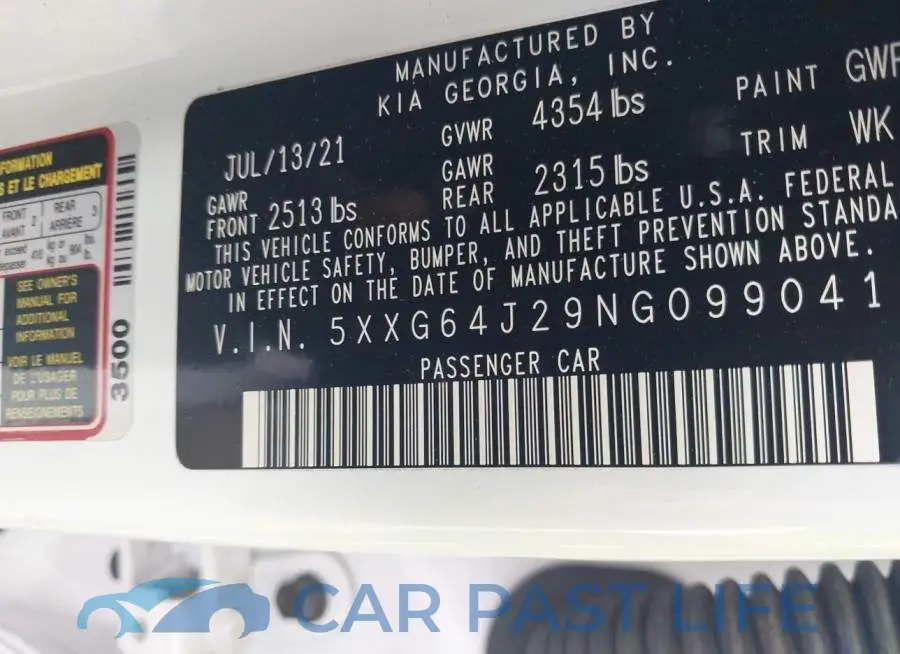 5XXG64J29NG099041# 9