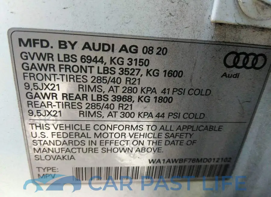 WA1AWBF76MD012102# 9