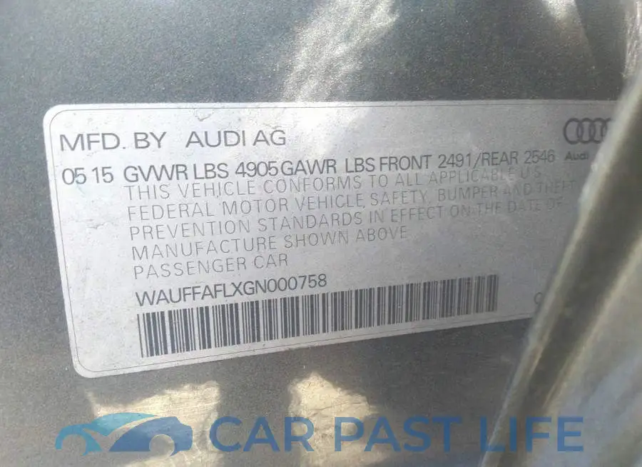 WAUFFAFLXGN000758# 9