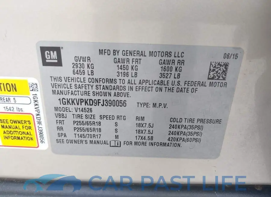 1GKKVPKD9FJ390056# 9