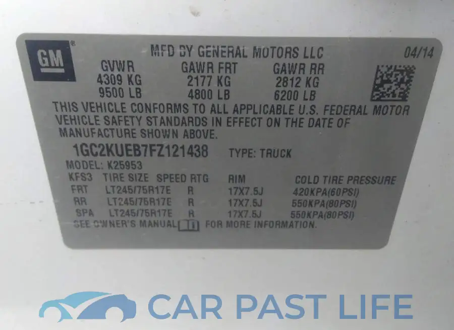 1GC2KUEB7FZ121438# 9
