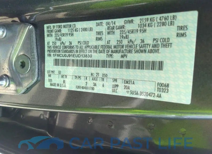 1FMCU0J91EUD13830# 9