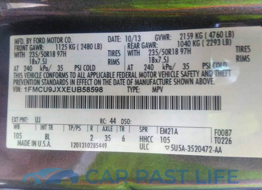 1FMCU9JXXEUB58598# 9