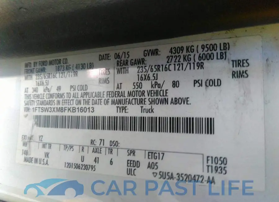 1FTSW3XM8FKB16013# 9