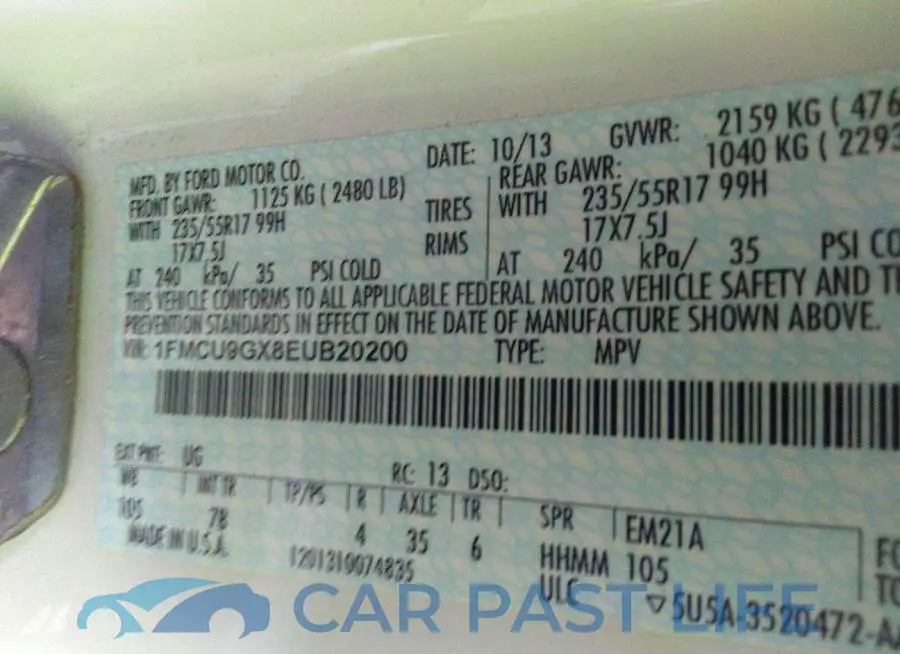 1FMCU9GX8EUB20200# 9