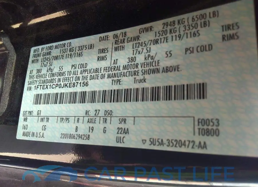 1FTEX1CP0JKE87156# 9