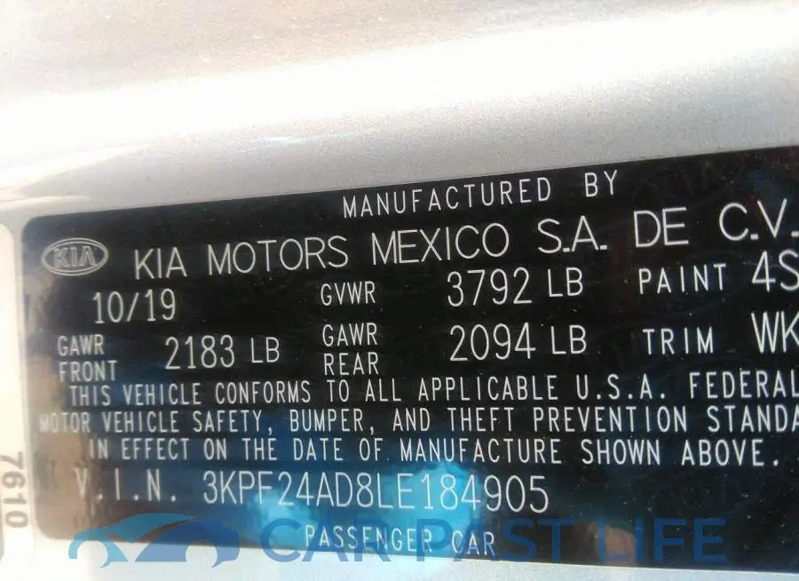 3KPF24AD8LE184905# 9