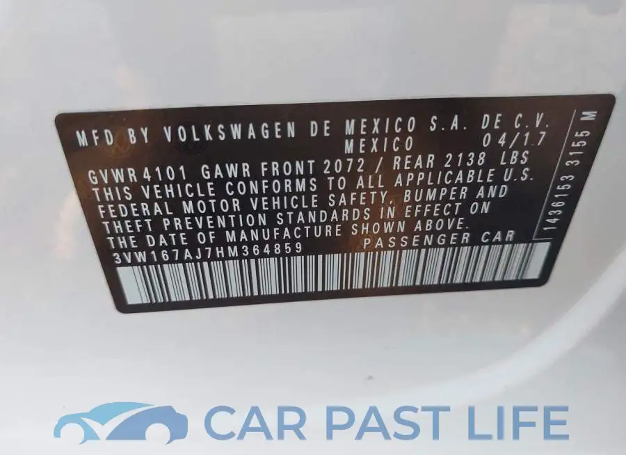 3VW167AJ7HM364859# 9