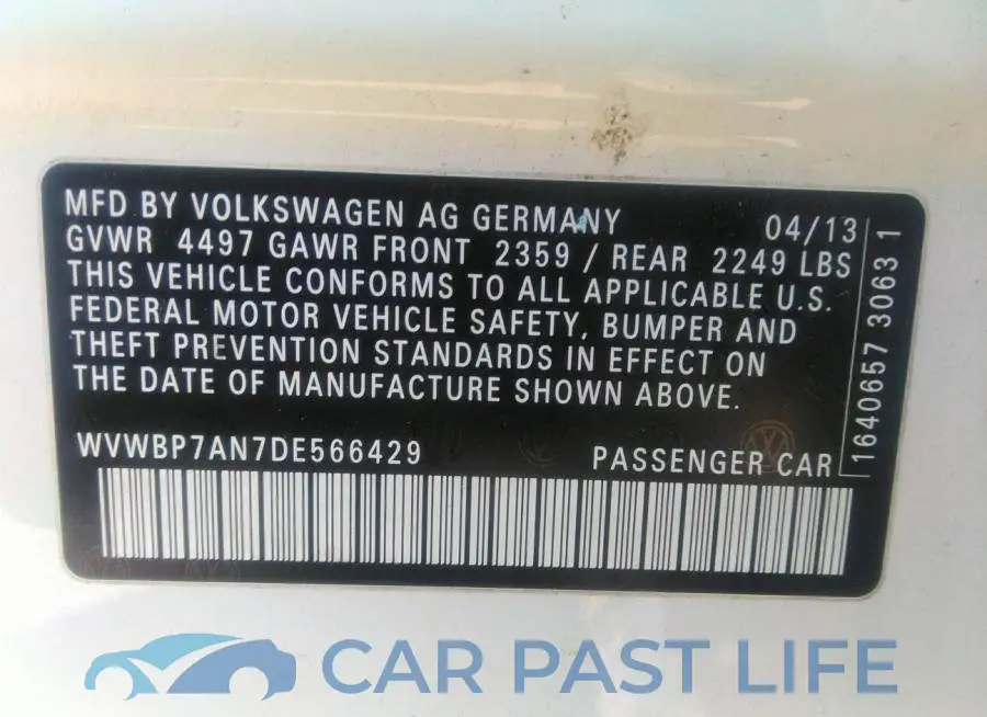 WVWBP7AN7DE566429# 9