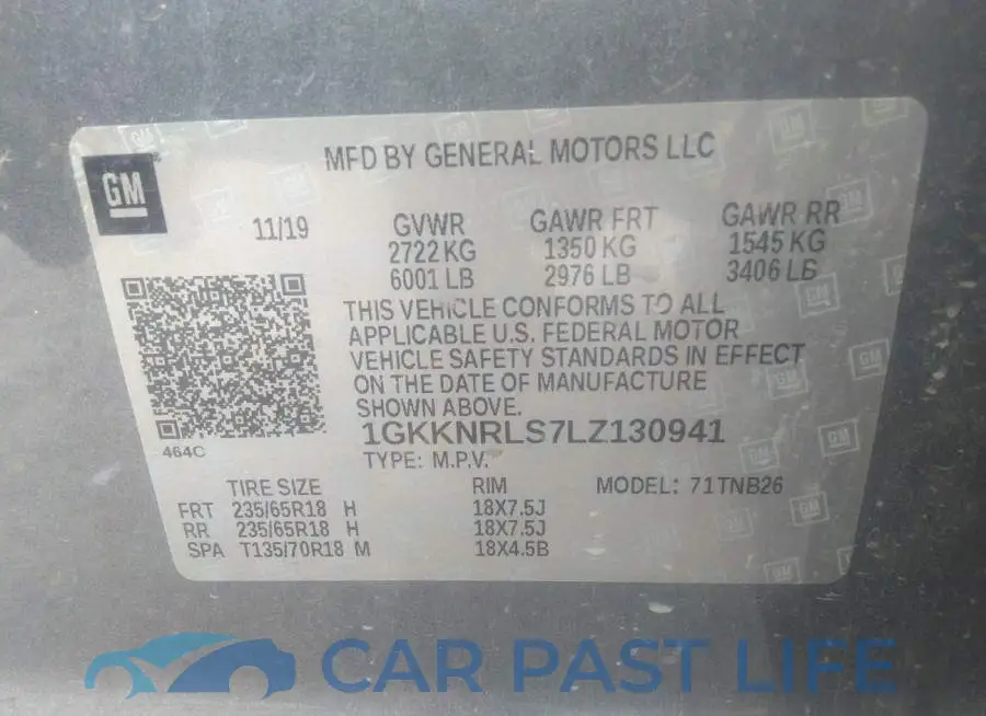 1GKKNRLS7LZ130941# 9