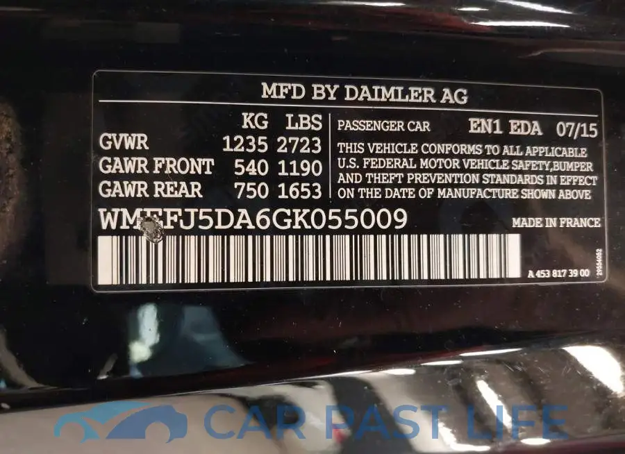 WMEFJ5DA6GK055009# 9