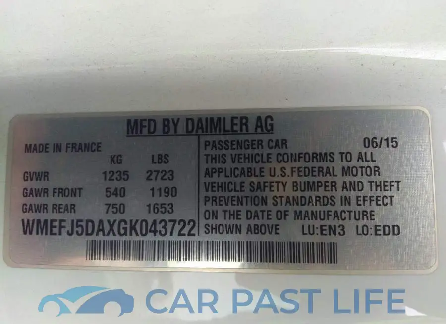 WMEFJ5DAXGK043722# 9