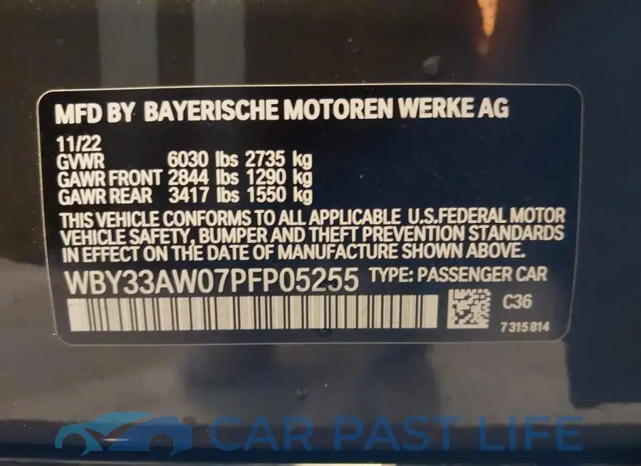 WBY33AW07PFP05255# 9
