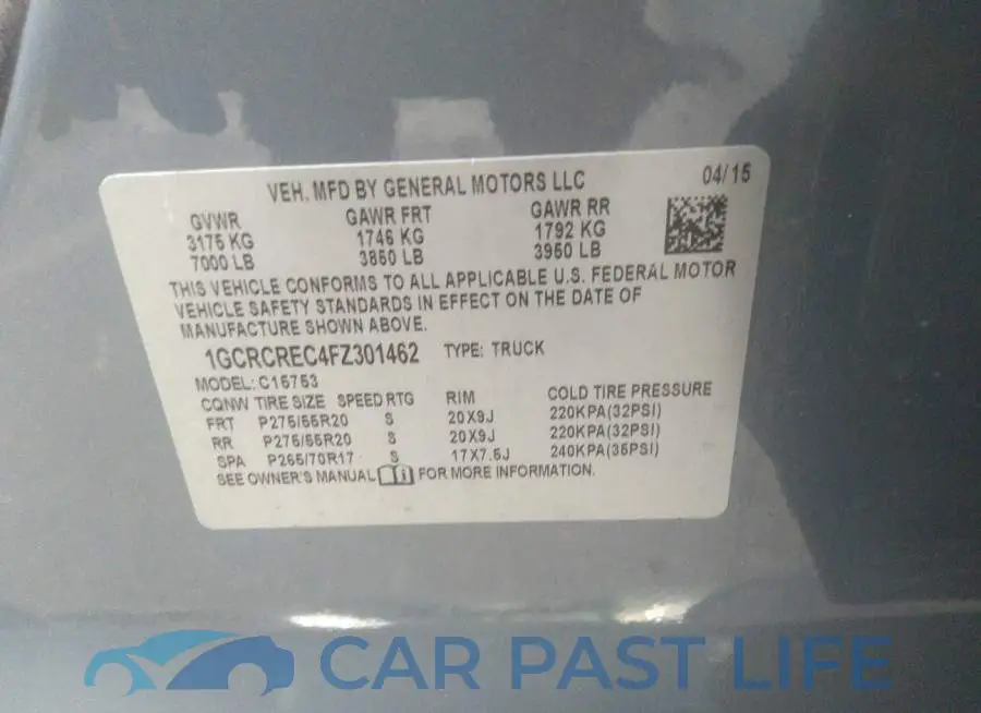 1GCRCREC4FZ301462# 9