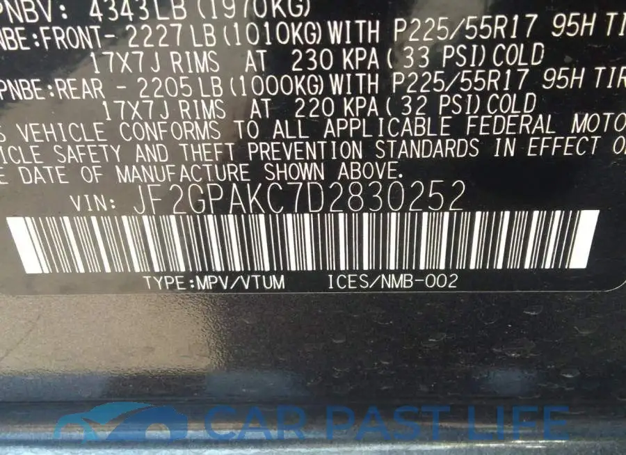 JF2GPAKC7D2830252# 9