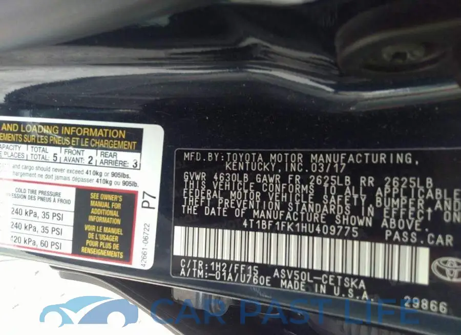 4T1BF1FK1HU409775# 9